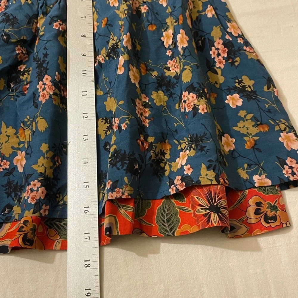 Natural Life Women's XS Floral Skirt Teal Blue NWT‎ Summer Ruffle Boho Festival